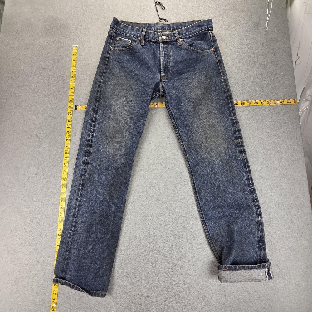 Selvedge Jeans Mens Blue Regular‎ Straight Medium Wash Fits 32x30